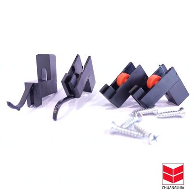 Porta de vidro deslizante de alumínio em forma de L, roda única de nylon, para uso comercial